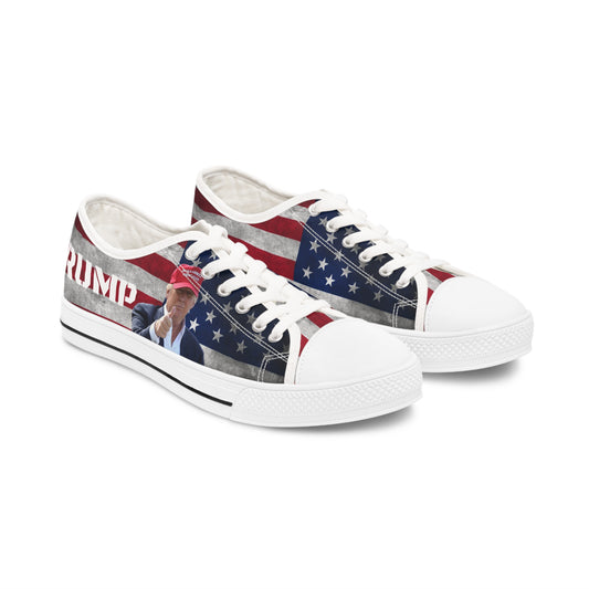 Trump American Flag MAGA Women's Low Top Sneakers Shoes