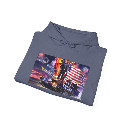 Trump on a Tank Unisex Heavy Blend™ Hooded Sweatshirt