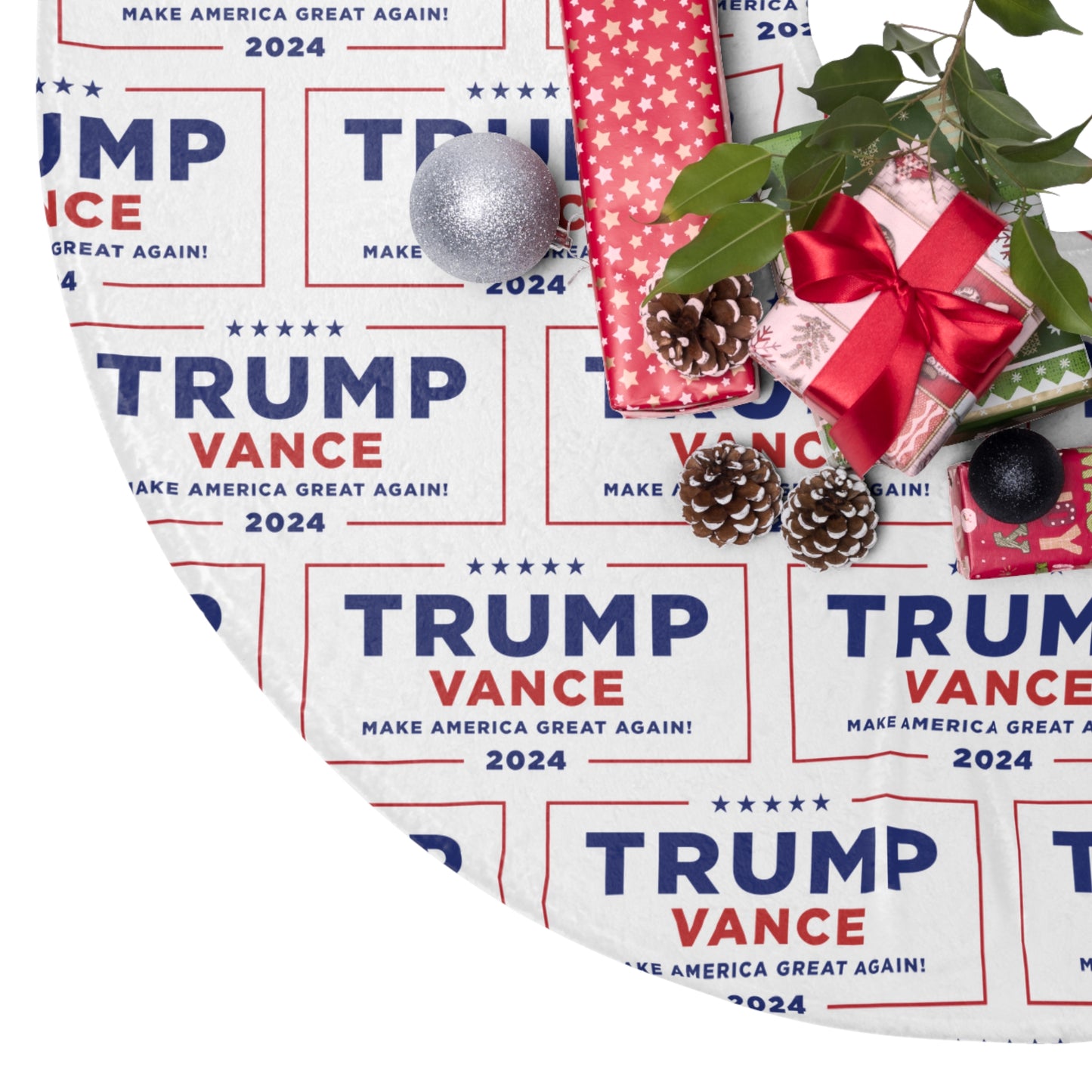 Trump Merry Christmas Vance 24 MAGA soft and plush Holiday Tree Skirts