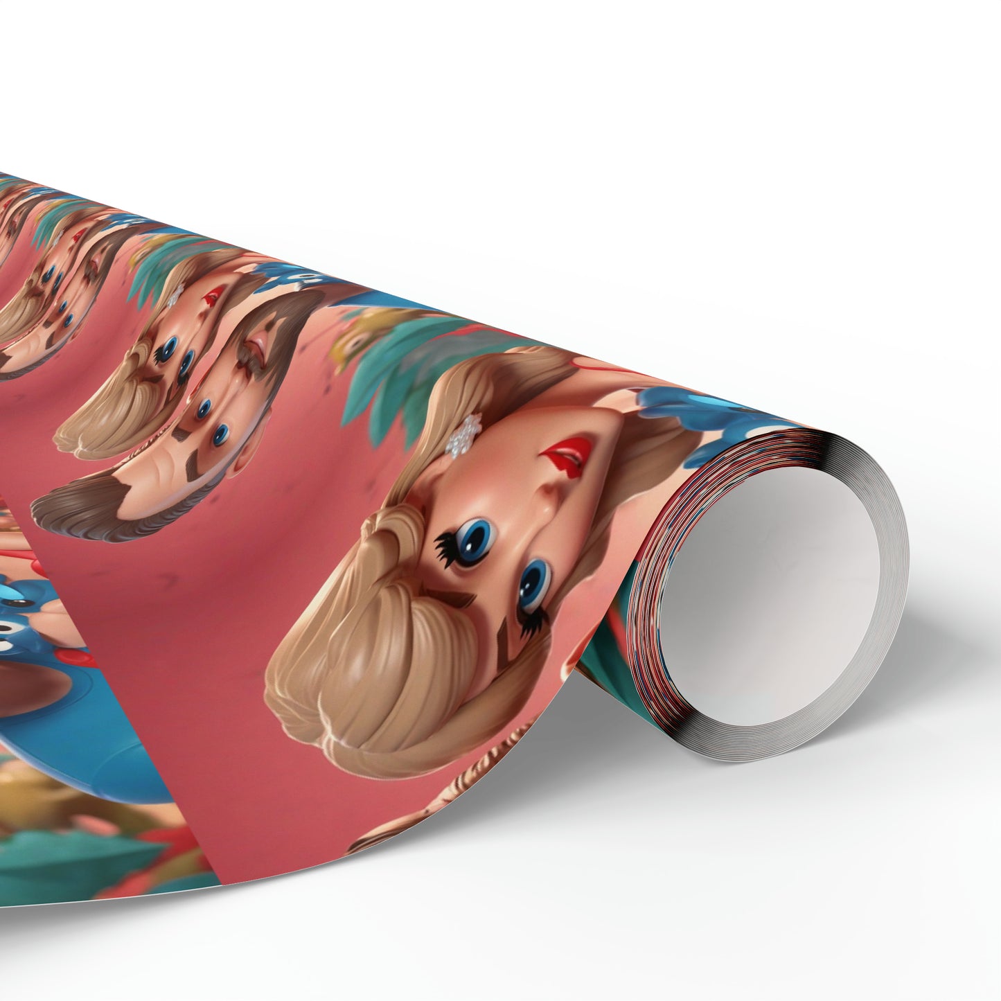 Cartoon Travis Kelce and Taylor Swift Football Birthday Gift Wrapping Papers