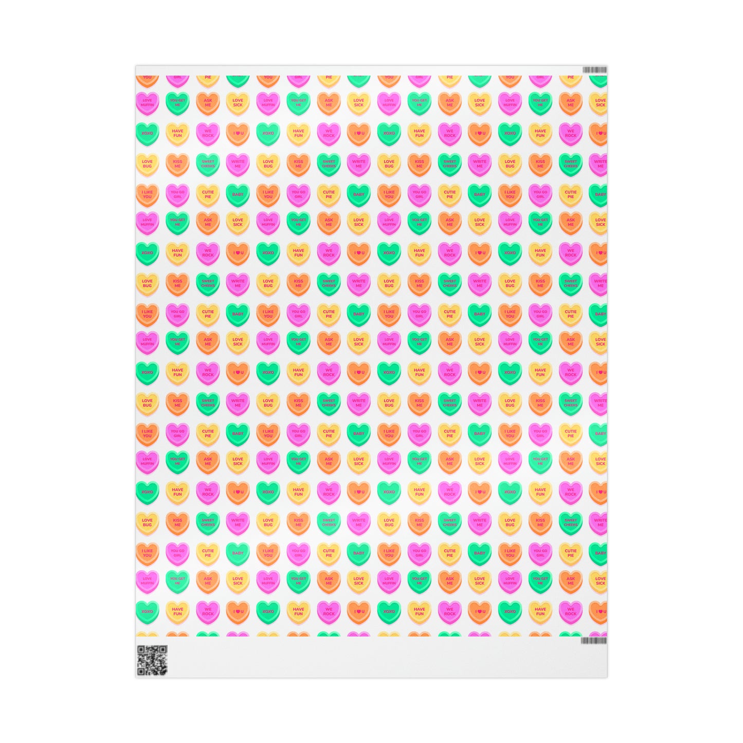 Conversation Hearts Buntes Geschenkpapier zum Valentinstag