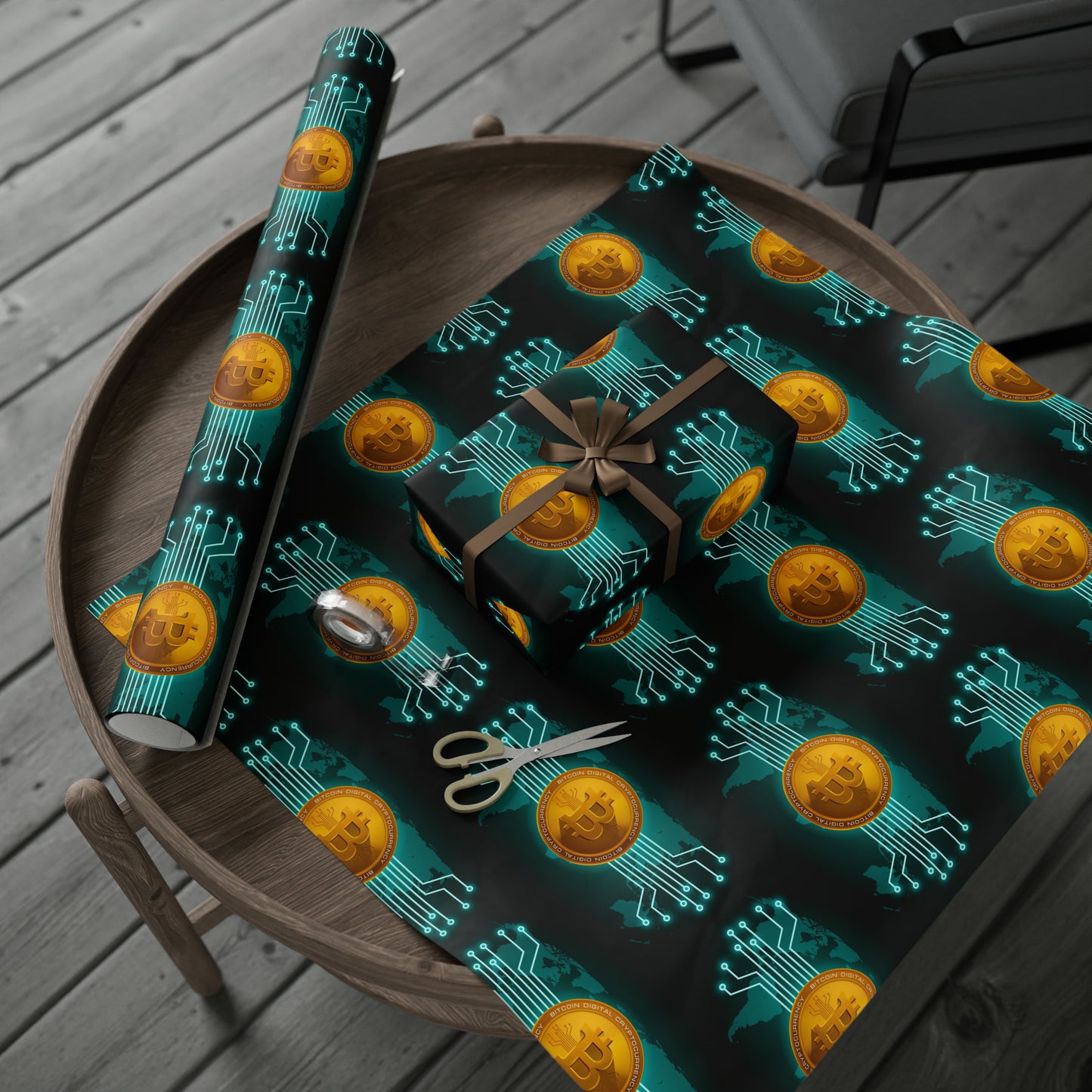 Bitcoin Cryptocurrency World Digital Black Birthday Gift Wrapping Paper Holiday