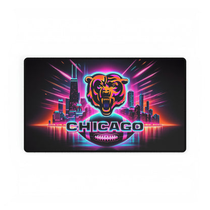 Chicago Bears Retro Neon Cityscape NFL Football High Definition Desk Mat Mousepad