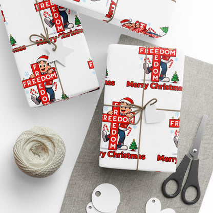 Freedom Cross Cartoon Charlie Kirk Merry Christmas Wrapping Papers