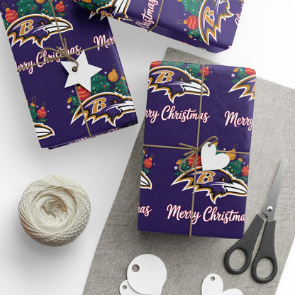 Baltimore Football Merry Christmas Sports Gift Wrap, Holiday Present Wrap, Christmas Gift Wrap, Gift Packaging