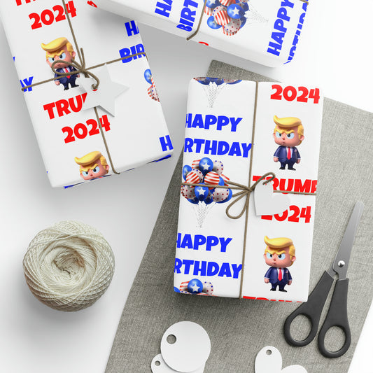 Happy Birthday Trump 2024 weißes MAGA Geburtstagsgeschenk-Geschenkpapier