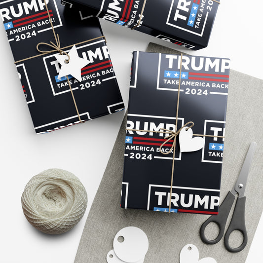 HD-Print Take America Back Trump Black Logo MAGA Holiday 2024 Gift Present Wrapping Papers