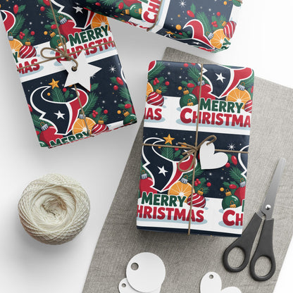 Houston Football Merry Christmas Sports Gift Wrap, Holiday Present Wrap, Christmas Gift Wrap, Gift Packaging