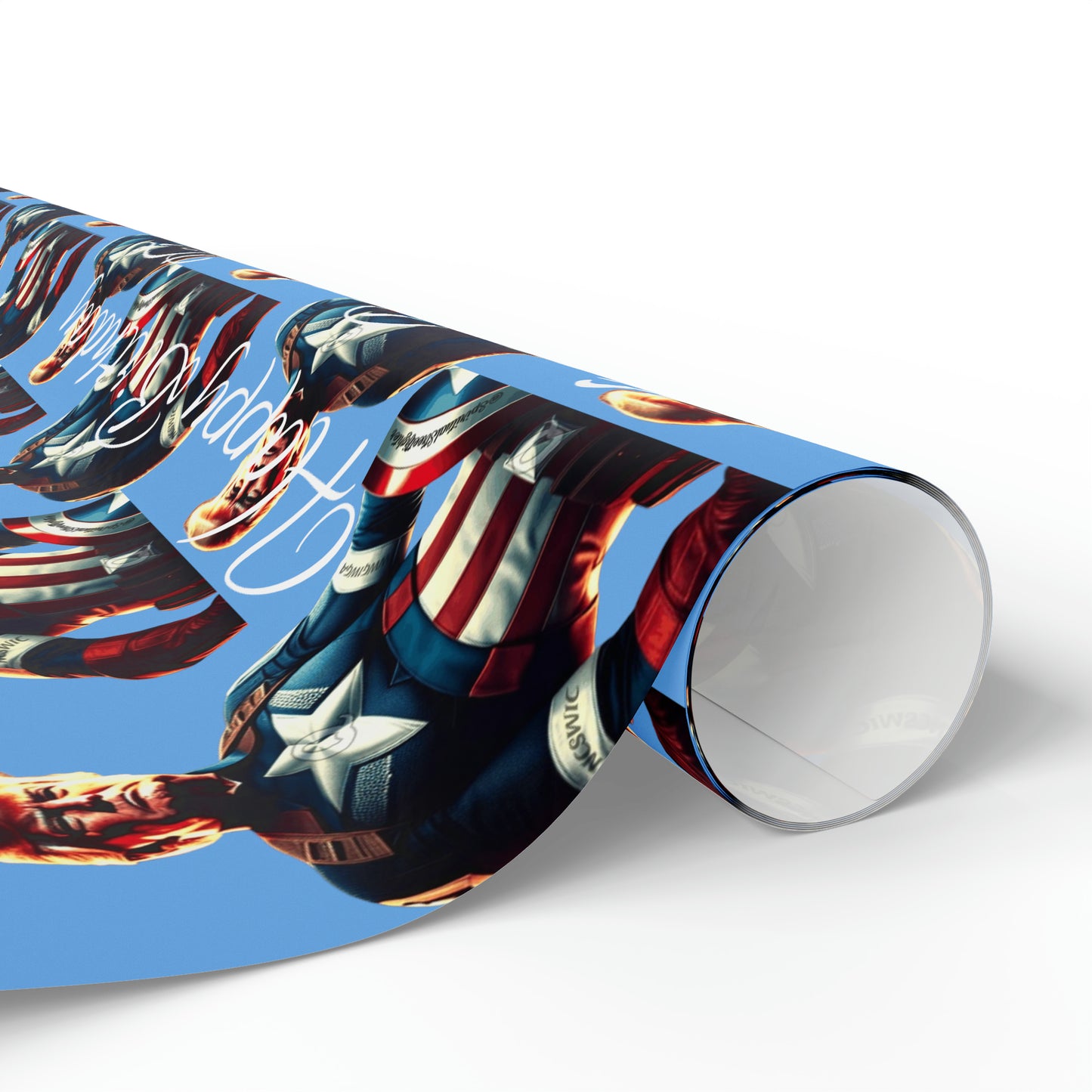 Happy Birthday From Captain Donald J Trump Gift Wrapping Paper (light blue)
