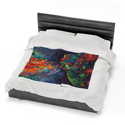 Trippy Girl Psychedelic Mushroom Warm Velveteen Plush Blanket