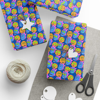 Rick and Morty Funny Faces High Definition Birthday Gift Wrapping Paper Holiday