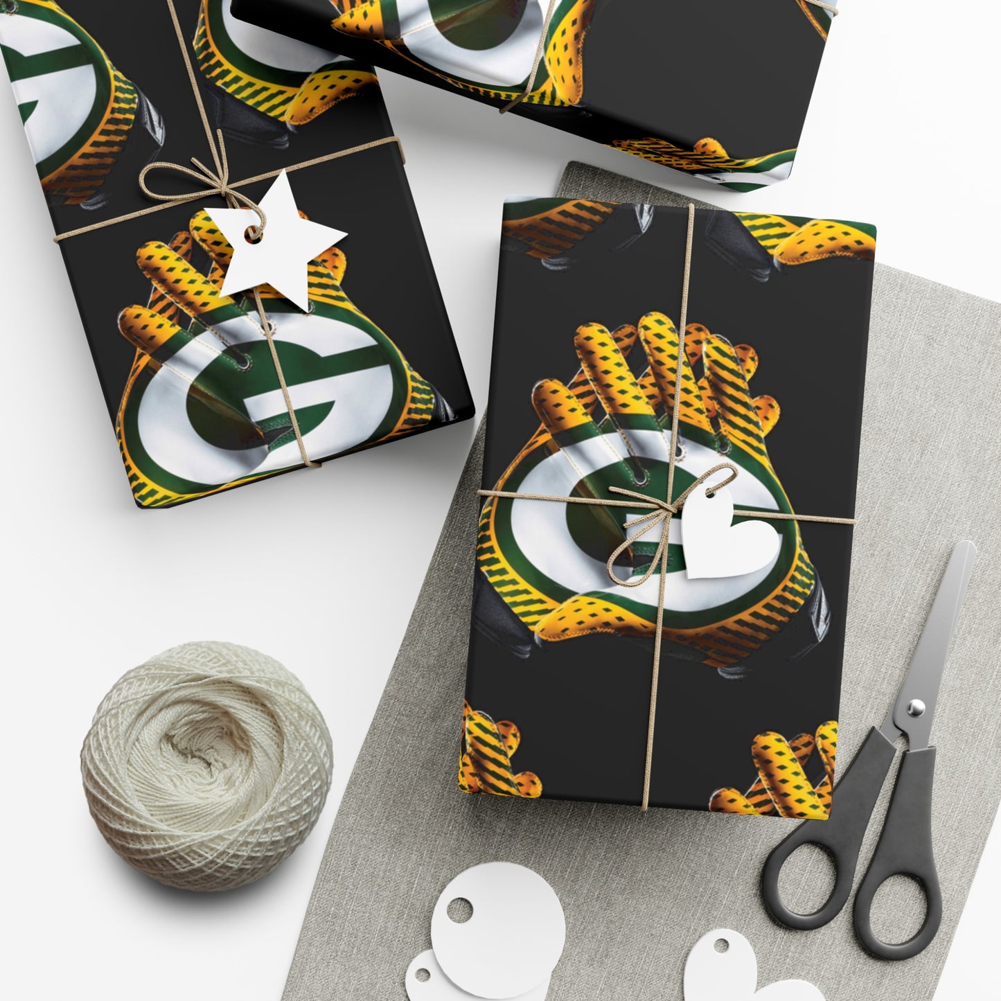 Green Bay Packers Gloves Birthday Gift Wrapping Paper football Holiday