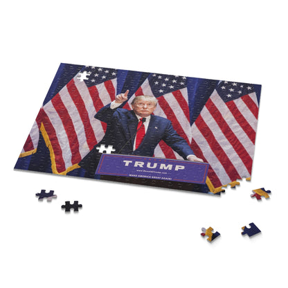 Trump with American Flags MAGA  (252 or 500 Piece) High Quality Thick Puzzle Game