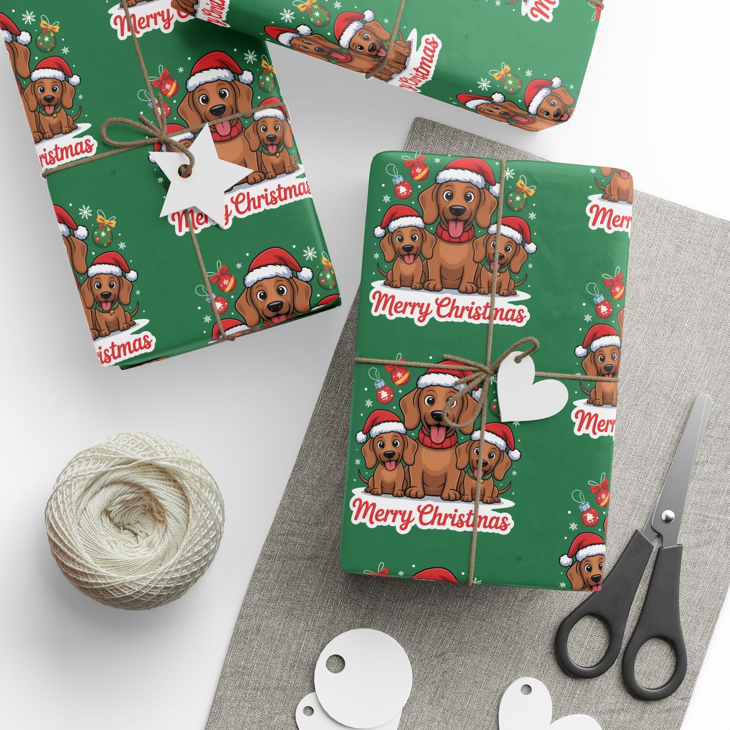 Dachshund Weiner Dog Wrapping Papers - Christmas Santa Cartoon Puppies, Gift Wrap, Puppy Theme, Holiday Dog Gift Present