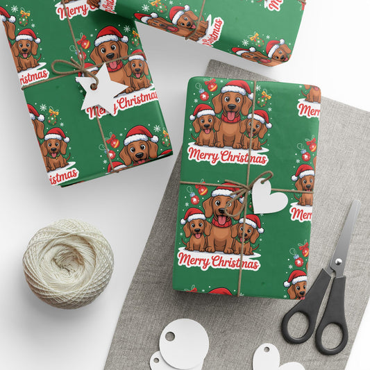 Dachshund Weiner Dog Wrapping Papers - Christmas Santa Cartoon Puppies, Gift Wrap, Puppy Theme, Holiday Dog Gift Present