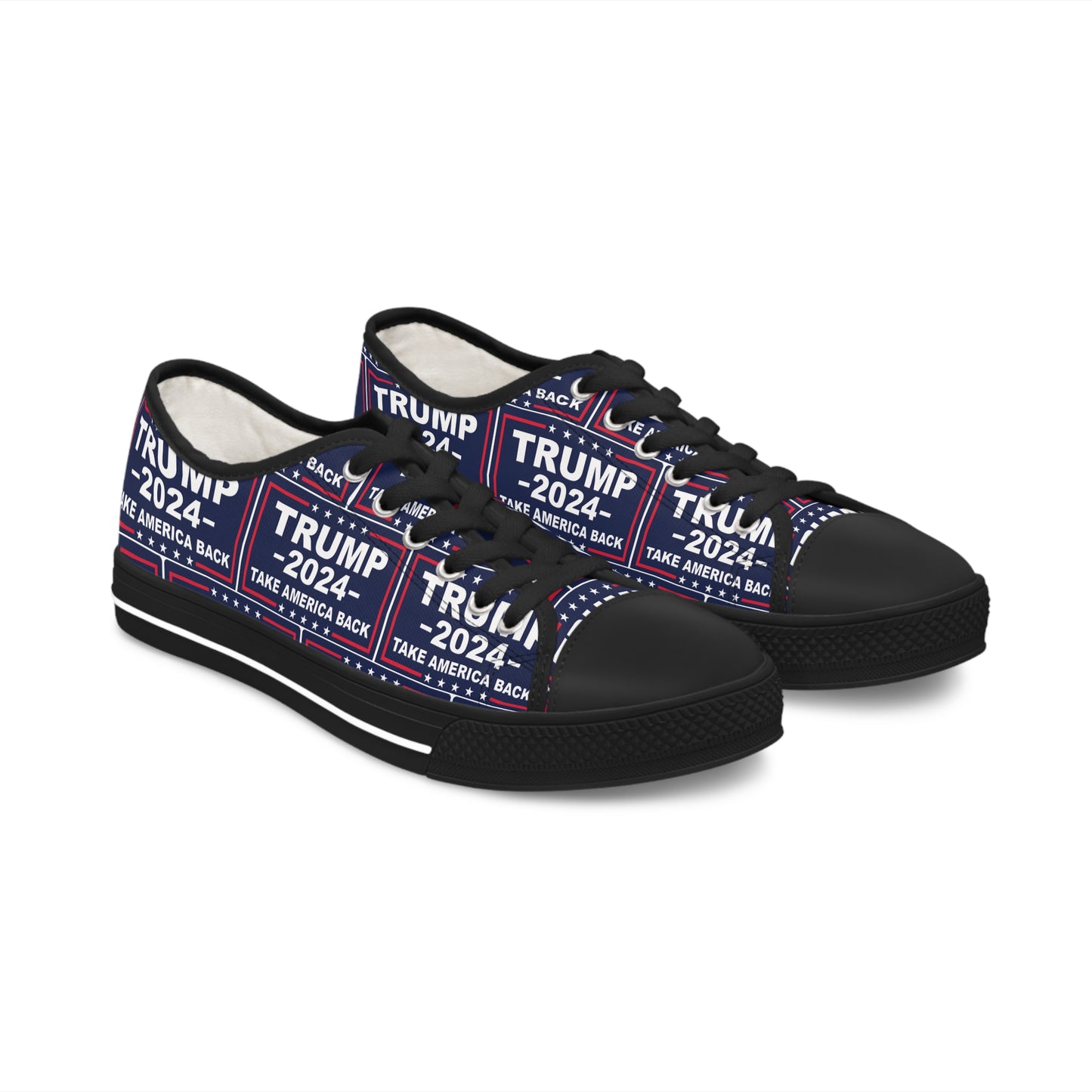 Trump 2024 Take America Back Blue All Over Print Women's Low Top Sneakers
