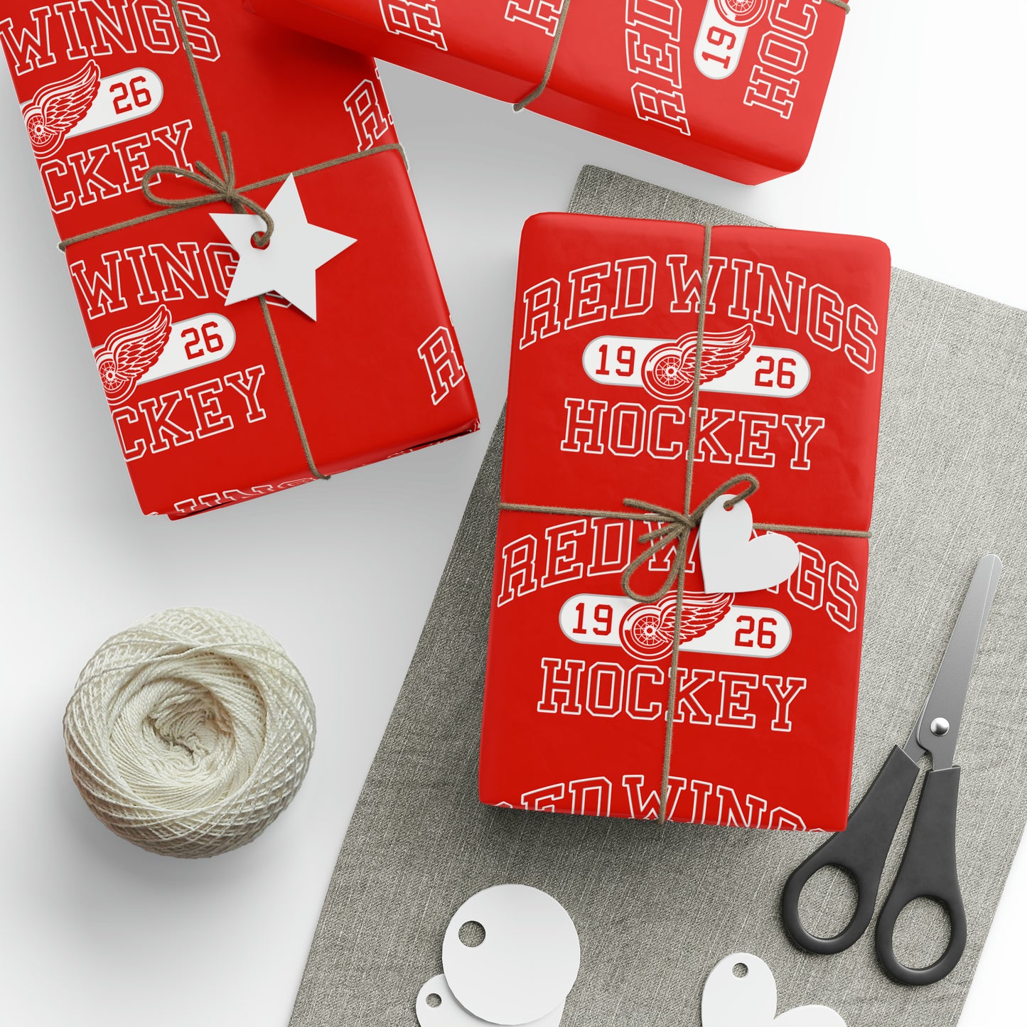 Detroit Red Wings Hockey Birthday Gift Wrapping Paper football Holiday