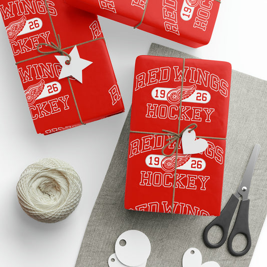 Detroit Red Wings Hockey Birthday Gift Wrapping Paper football Holiday