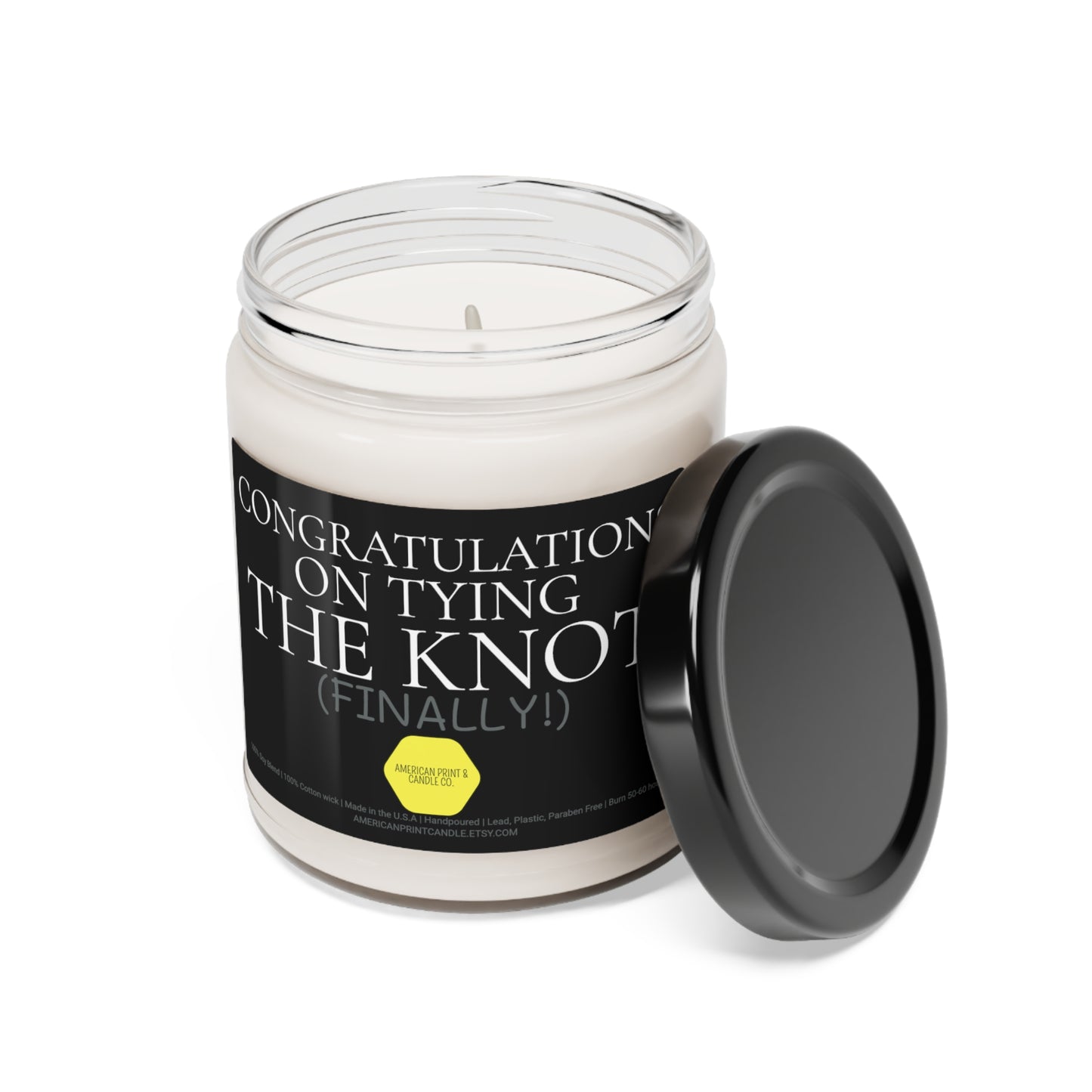 Congratulations on Finally Tying the Knot scented Soy Blend Jar Candle, 9oz Wedding Gift