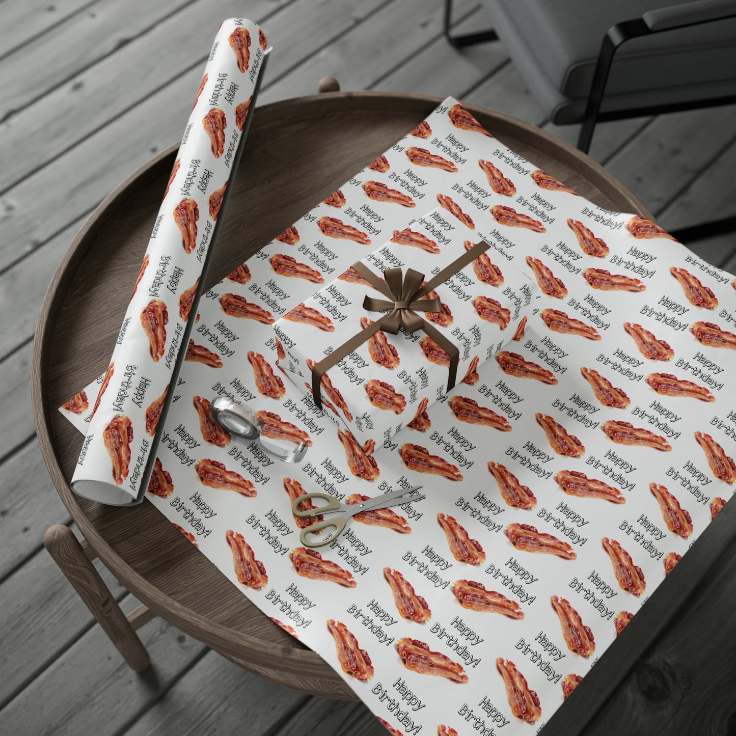 Real Bacon High Definition Happy Birthday Gift Present Holiday Wrapping Paper