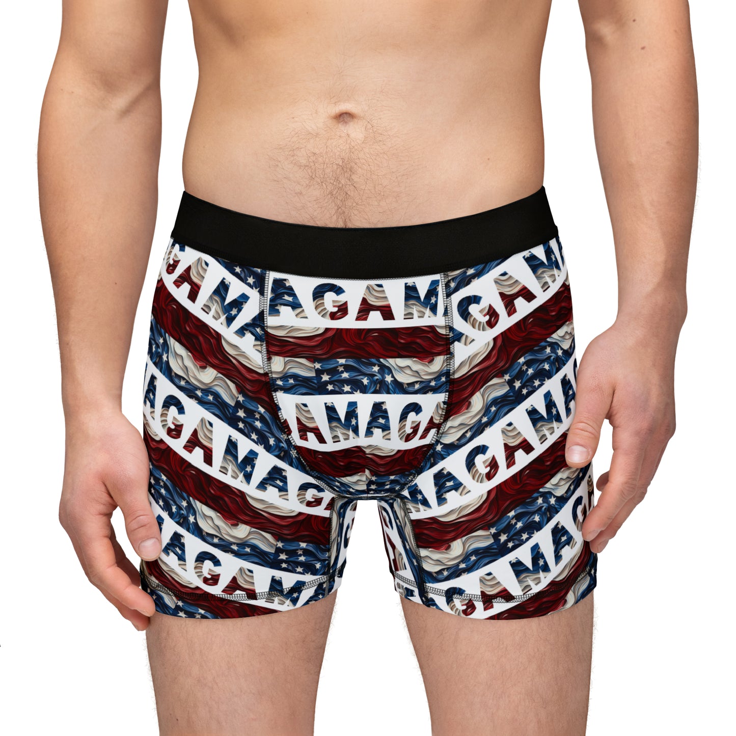 Trump 2024 MAGA Red White and Blue All over Men's Boxer Briefs