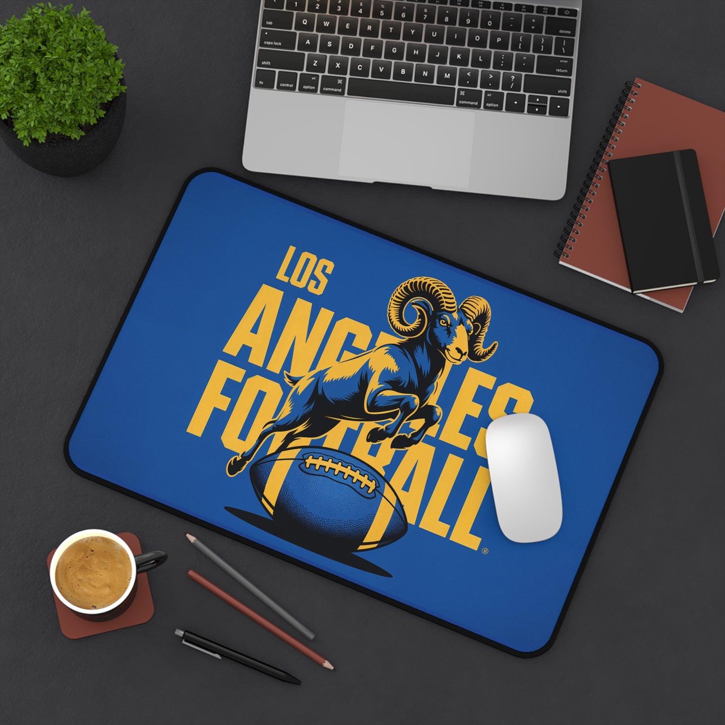 Los Angeles Football High Definition Print Non Slip Desk Mat Office Home Mouse Pad Sports Fan Gift Ultra Smooth Surface Rubber Backing