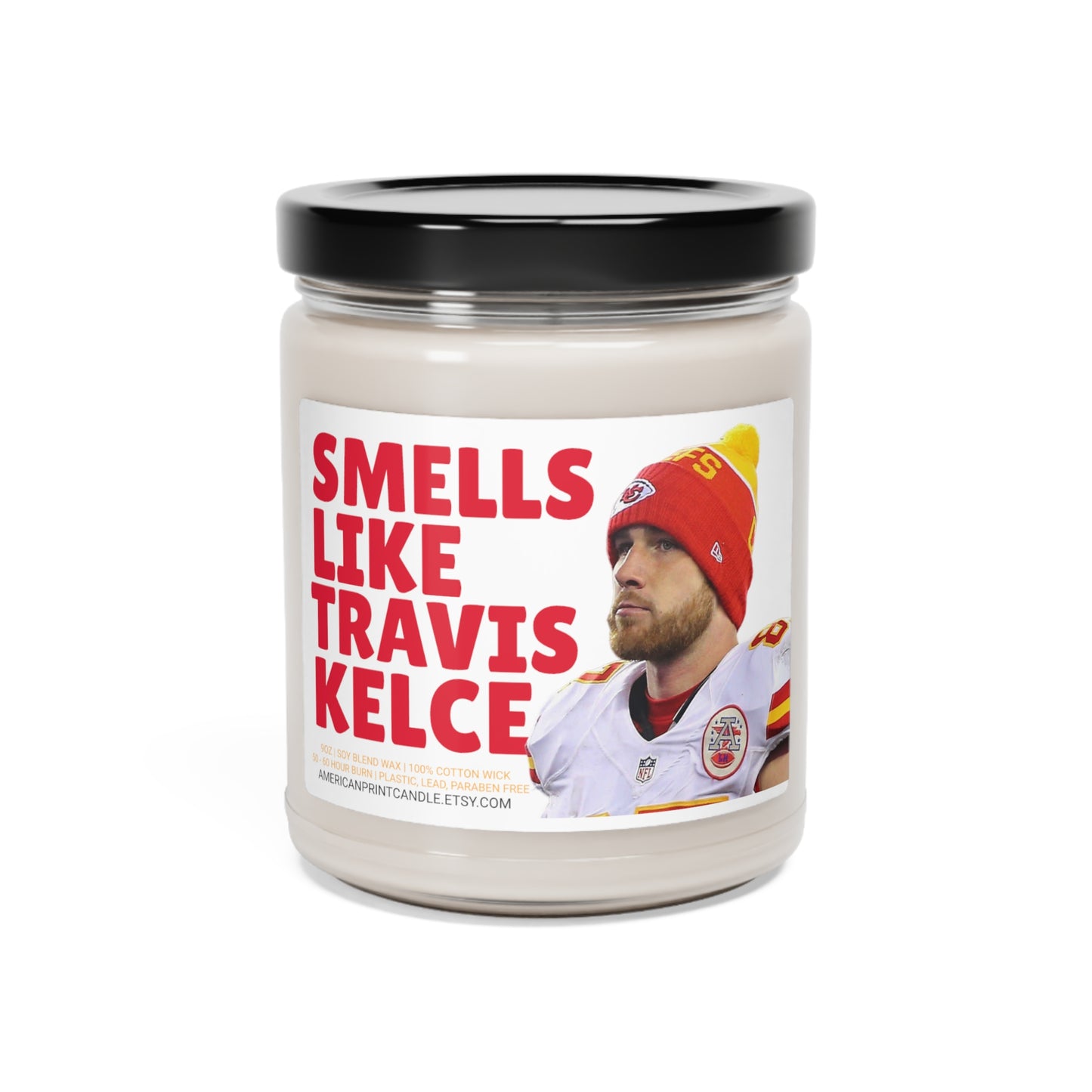 Riecht nach Travis Kelce Scented Soy Blend Jar Wax Candle, 9oz Kansas City Chiefs