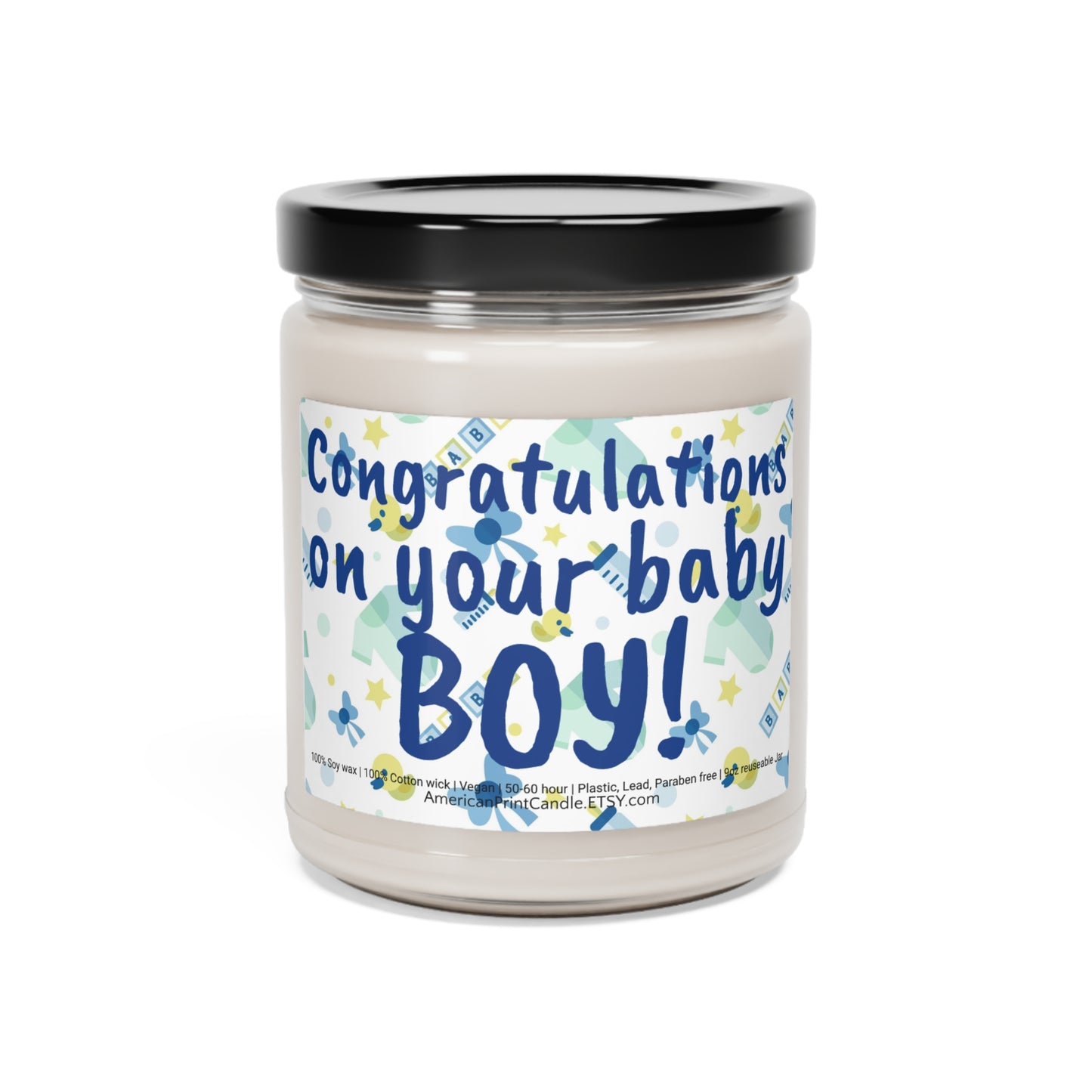 Congratulations on your baby Boy Scented Soy Jar Candle, 9oz
