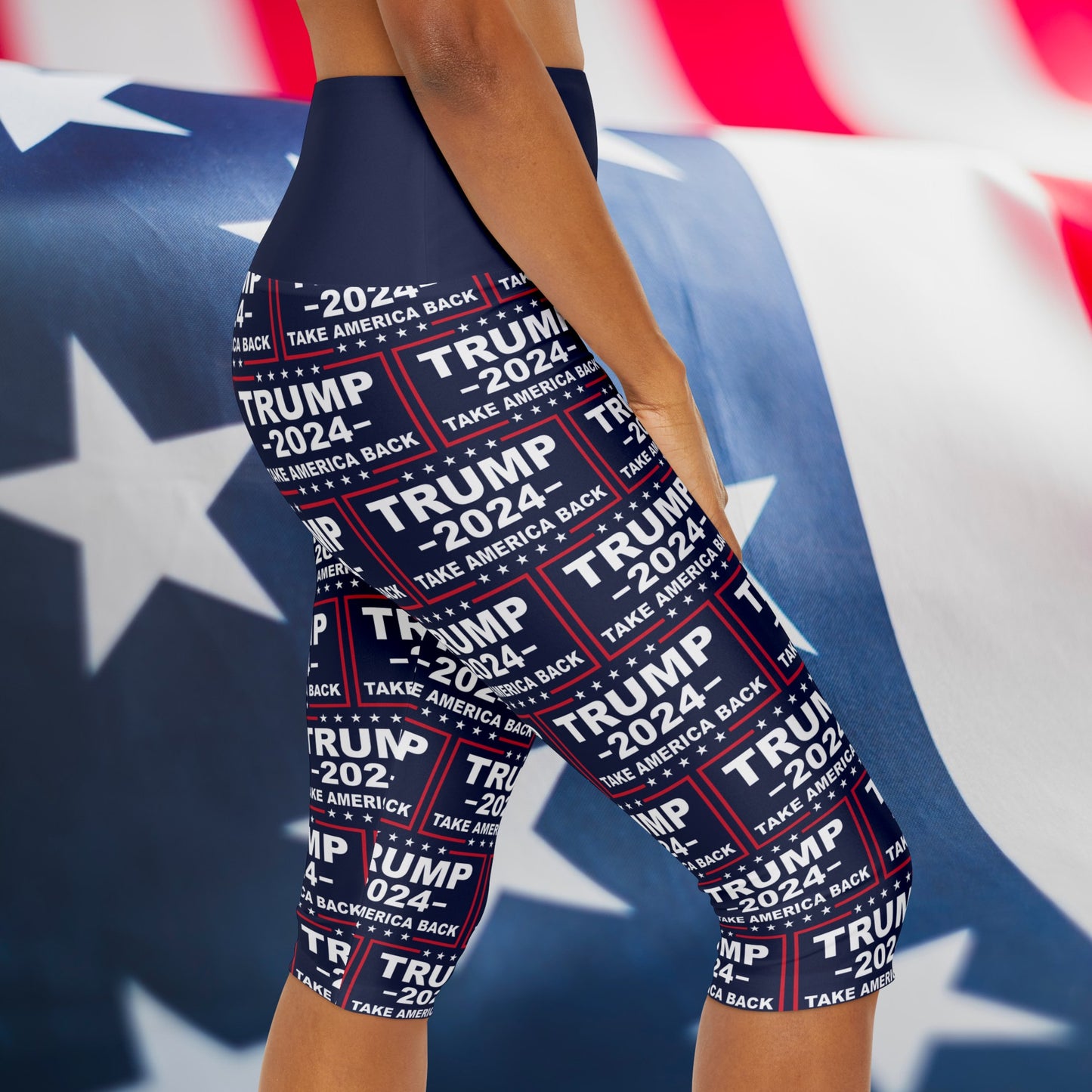 Trump 2024 Take America Back Blue All over Maga Capri-Leggings für Damen