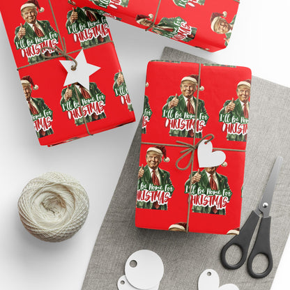 I'll be home for Christmas Red Trump Christmas Wrapping Paper
