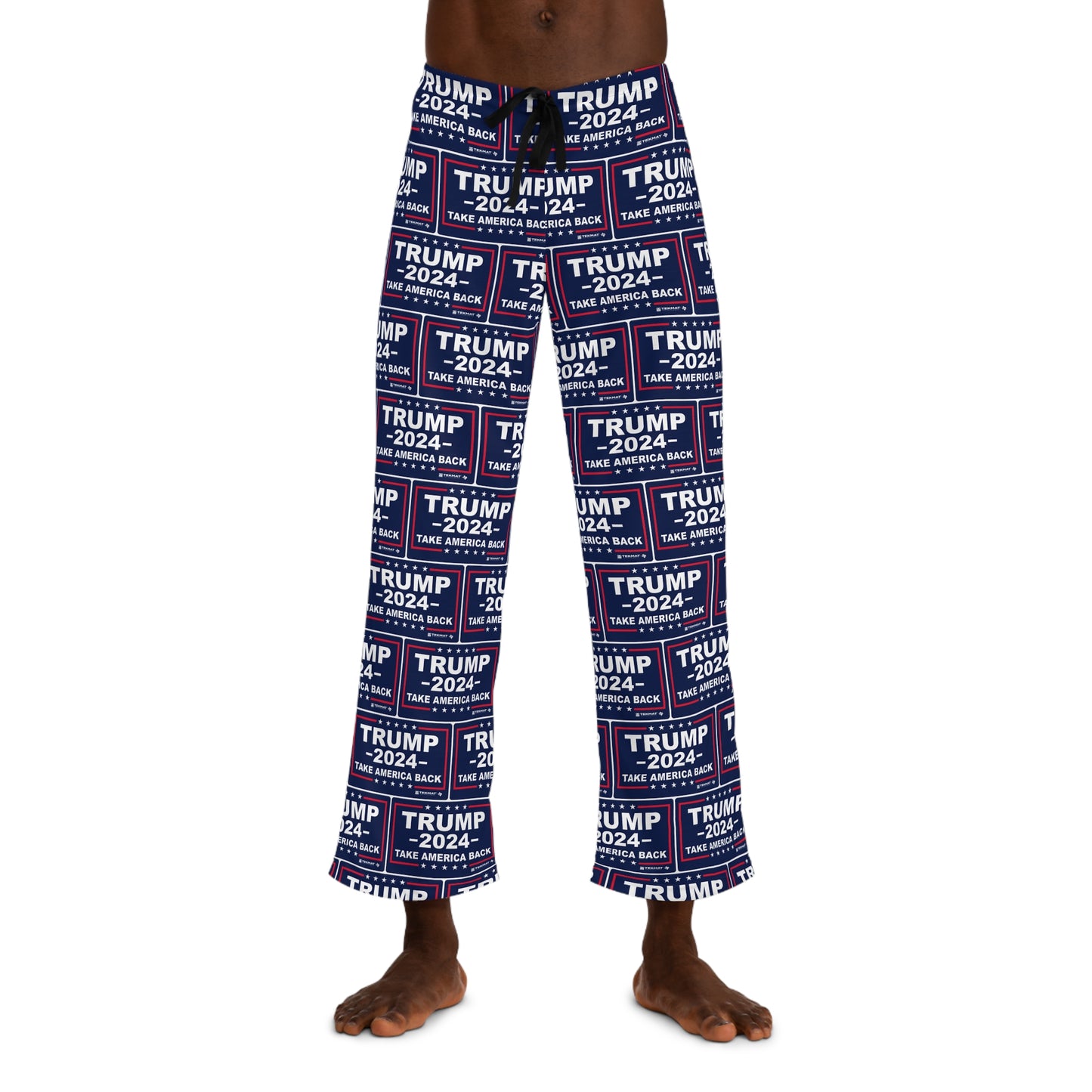 Trump Take America Back 2024 MAGA Drawstring Polyester Made in U.S.A. Men's Pajama Pants (AOP)