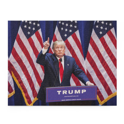 Trump mit amerikanischen Flaggen MAGA (252 oder 500 Teile), hochwertiges, dickes Puzzlespiel