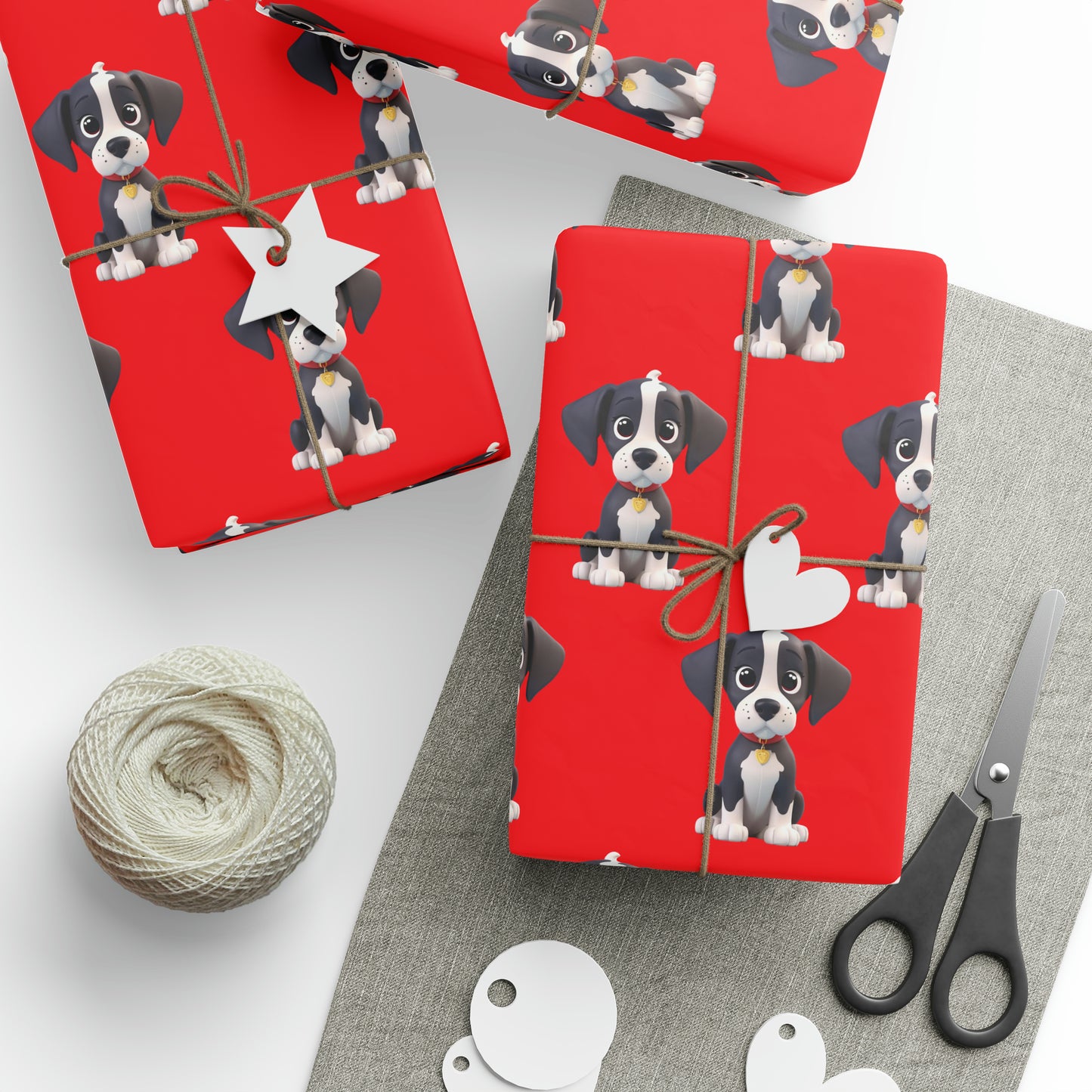 Great Dane Cute Puppy Red Birthday Gift Present Holiday Wrapping Paper