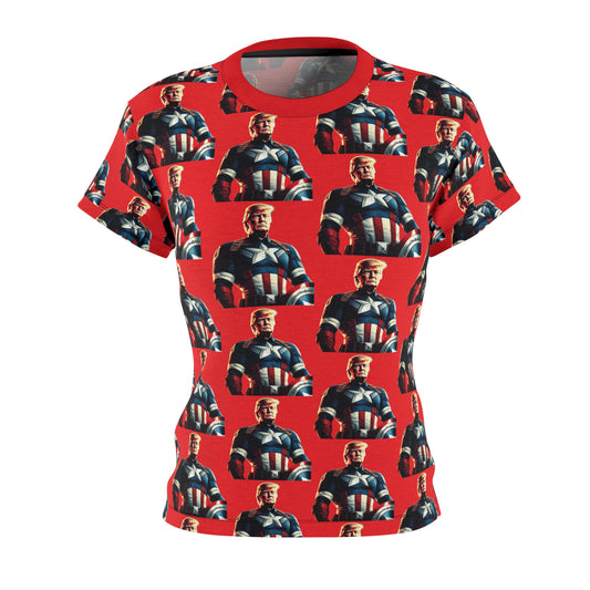 Captain Trump America Red Cut &amp; Sew T-Shirt für Damen MAGA