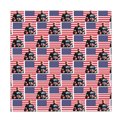Captain Trump American Red White and Blue Celebration Fabric Tablecloth