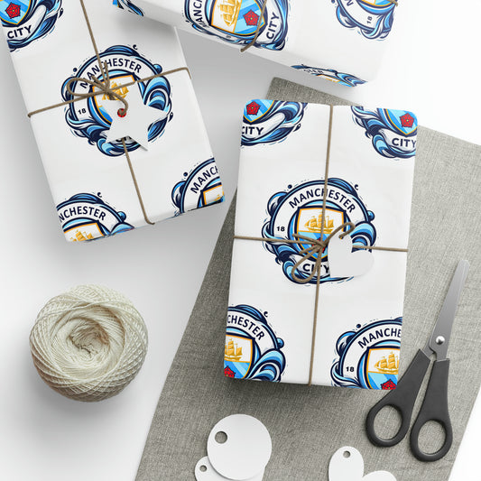 Manchester City Premier League Soccer Futbol Gift Wrapping Paper Holiday