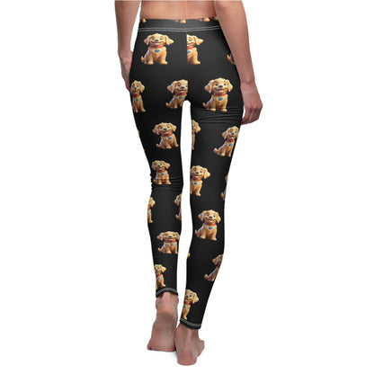 Labrador Retriever Puppy Cartoon Cute Comfort Fit Women's Casual Leggings