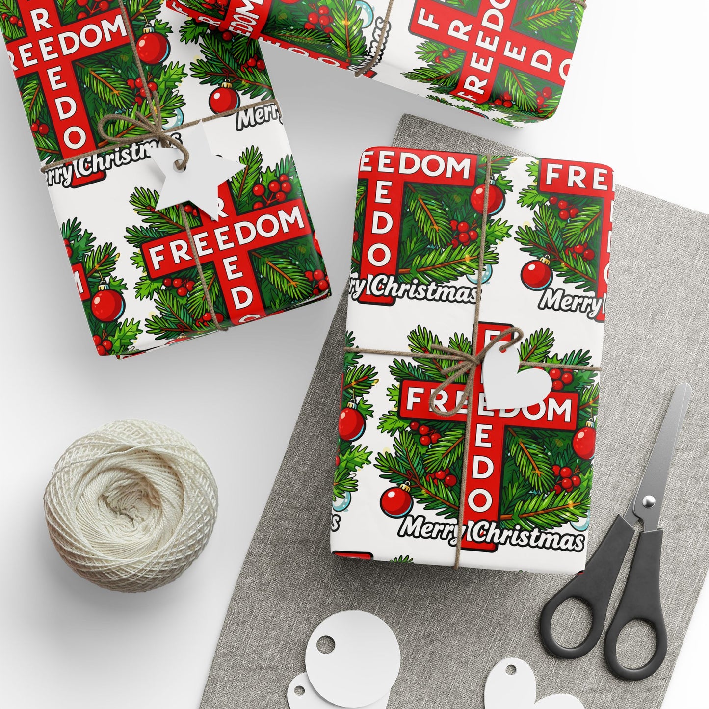 Freedom Holiday Cross Charlie Kirk Merry Christmas Wrapping Papers