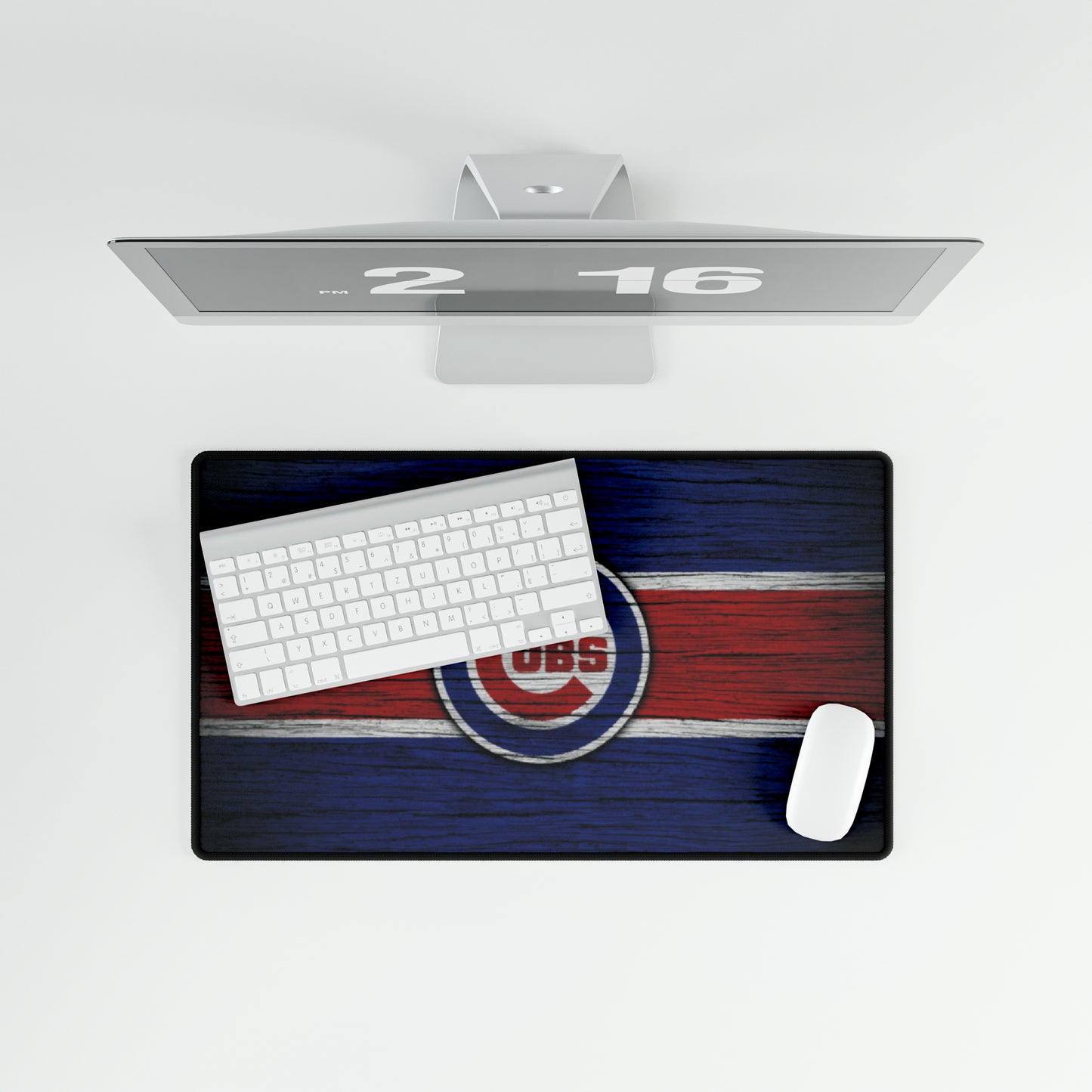 Chicago Cubs Woodgrain look MLB Baseball High Definition Print Desk Mat Mousepad