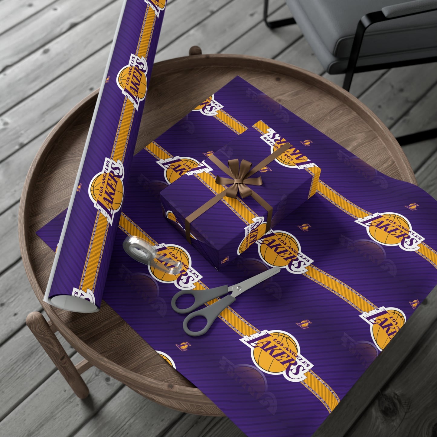 Los Angeles Lakers Birthday Gift Wrapping Paper football Basketball Holiday