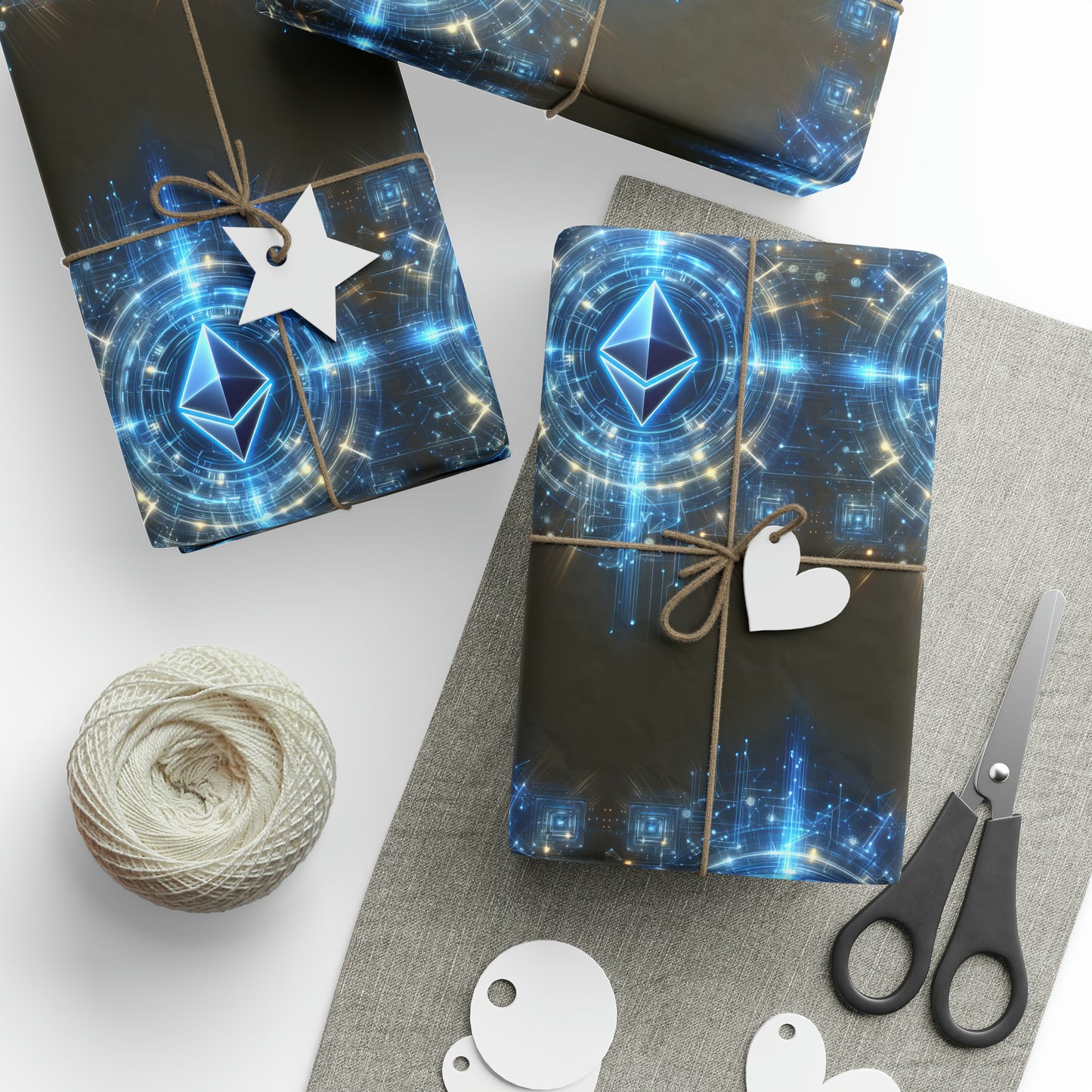 Ethereum Cryptocurrency Digital Black Birthday Gift Wrapping Paper Holiday