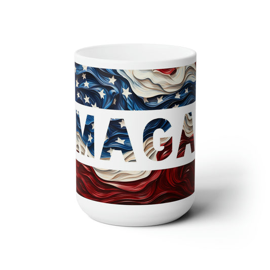 Jumbo-Kaffeetasse aus Keramik mit MAGA-Flagge, 425 ml