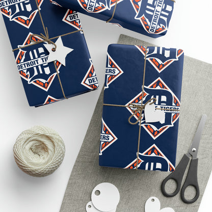 Detroit Tigers Baseball MLB Birthday Gift Wrapping Paper Holiday Michigan