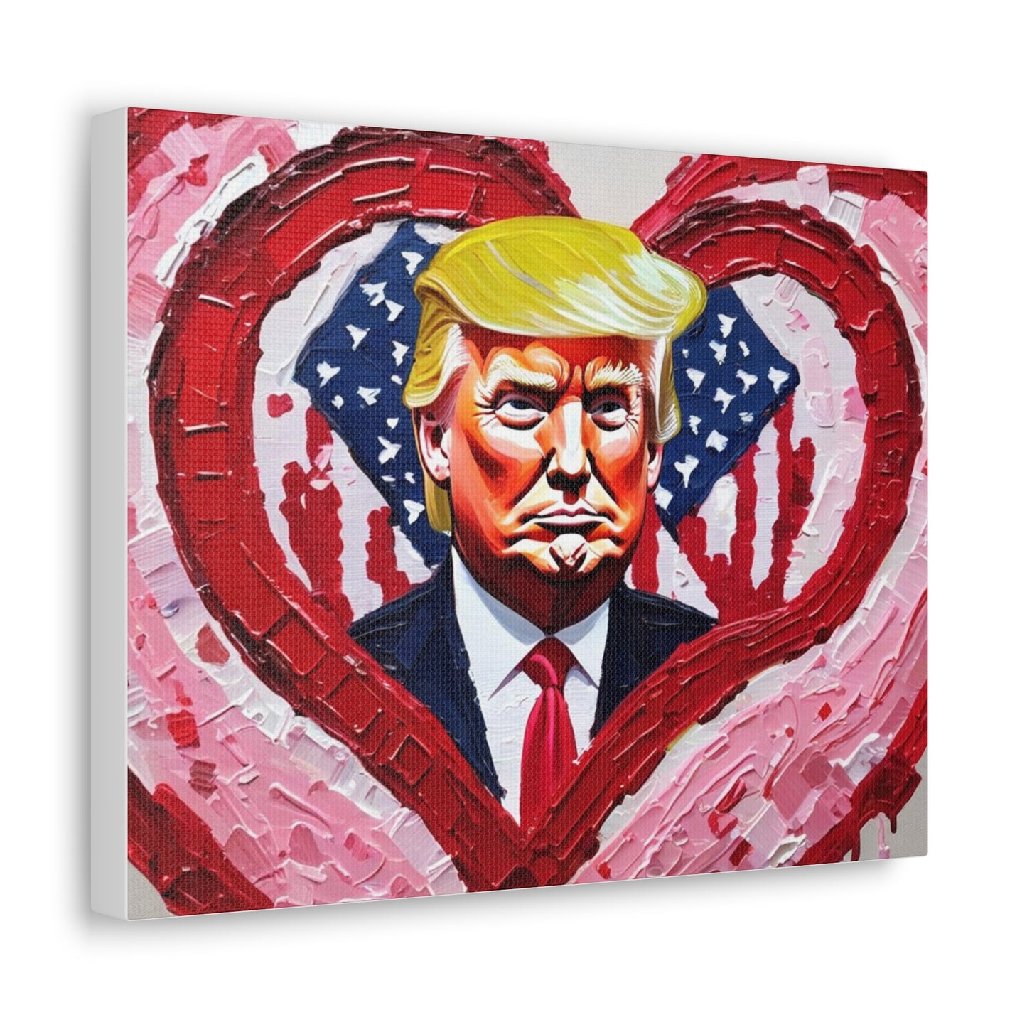 Donald Trump in the Hearts Reprint *Painting by Bella K. Canvas Gallery Wrap MAGA Valentine's Day Gift