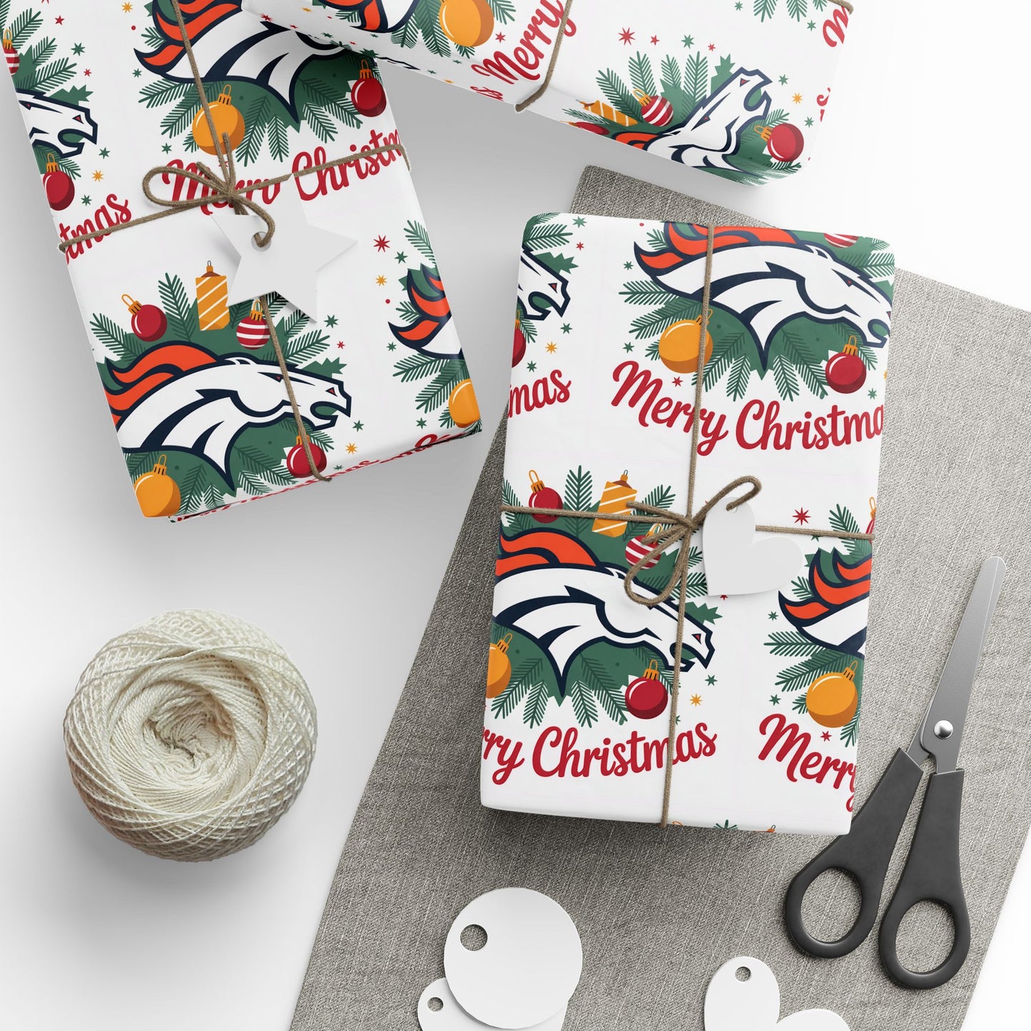Denver Football Merry Christmas Sports Gift Wrap, Holiday Present Wrap, Christmas Gift Wrap, Gift Packaging