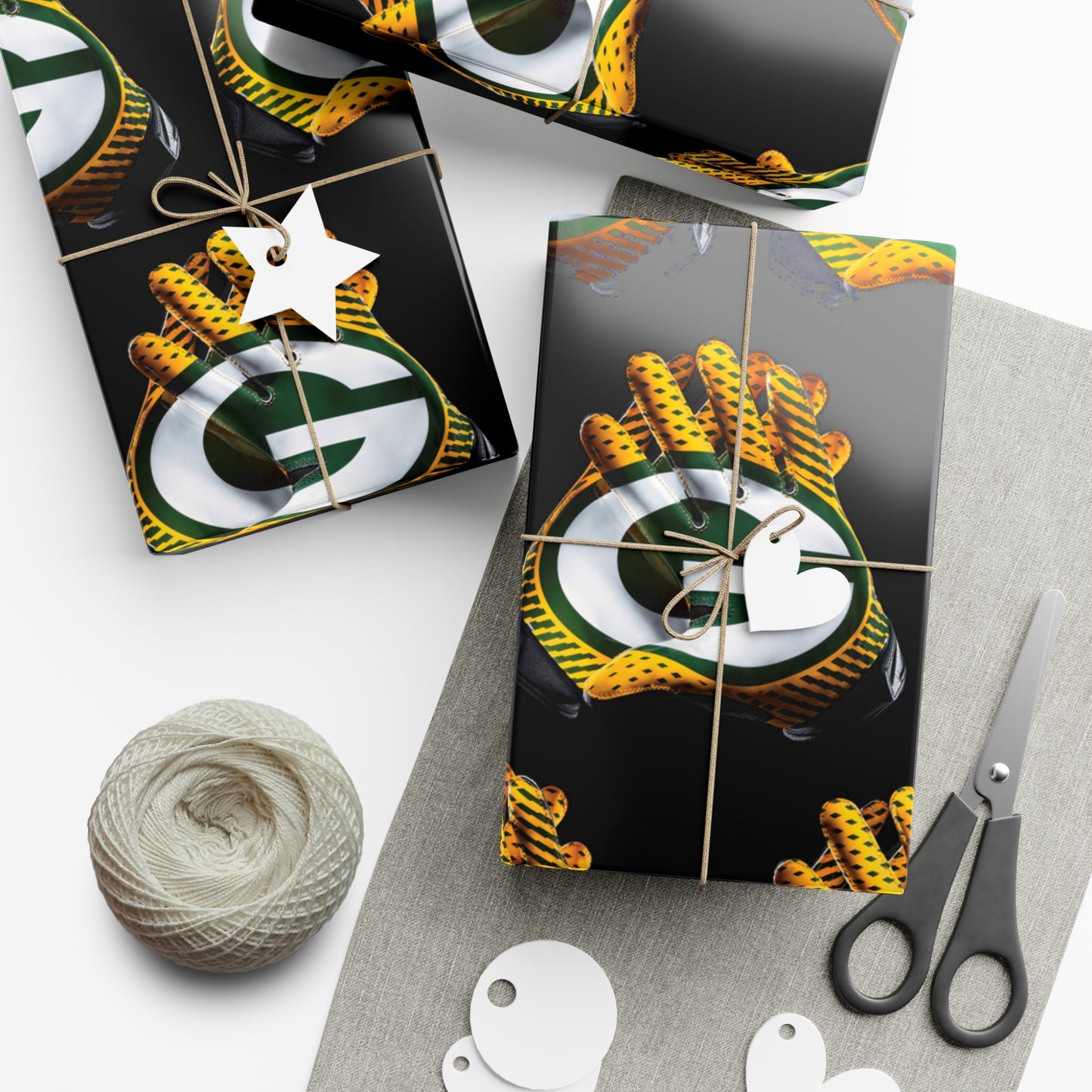 Green Bay Packers Gloves Birthday Gift Wrapping Paper football Holiday