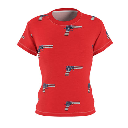 Red American Flag Pistol Women's Cut & Sew Tee 2A