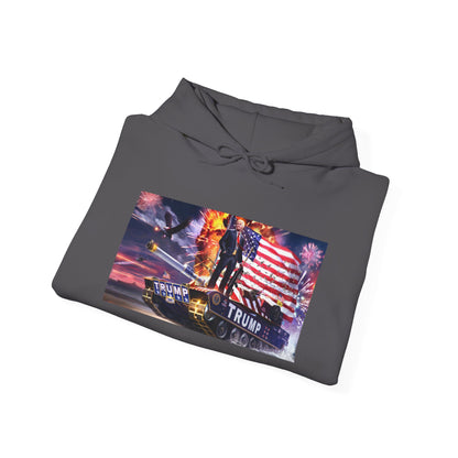 Trump on a Tank Unisex Heavy Blend™ Hooded Sweatshirt