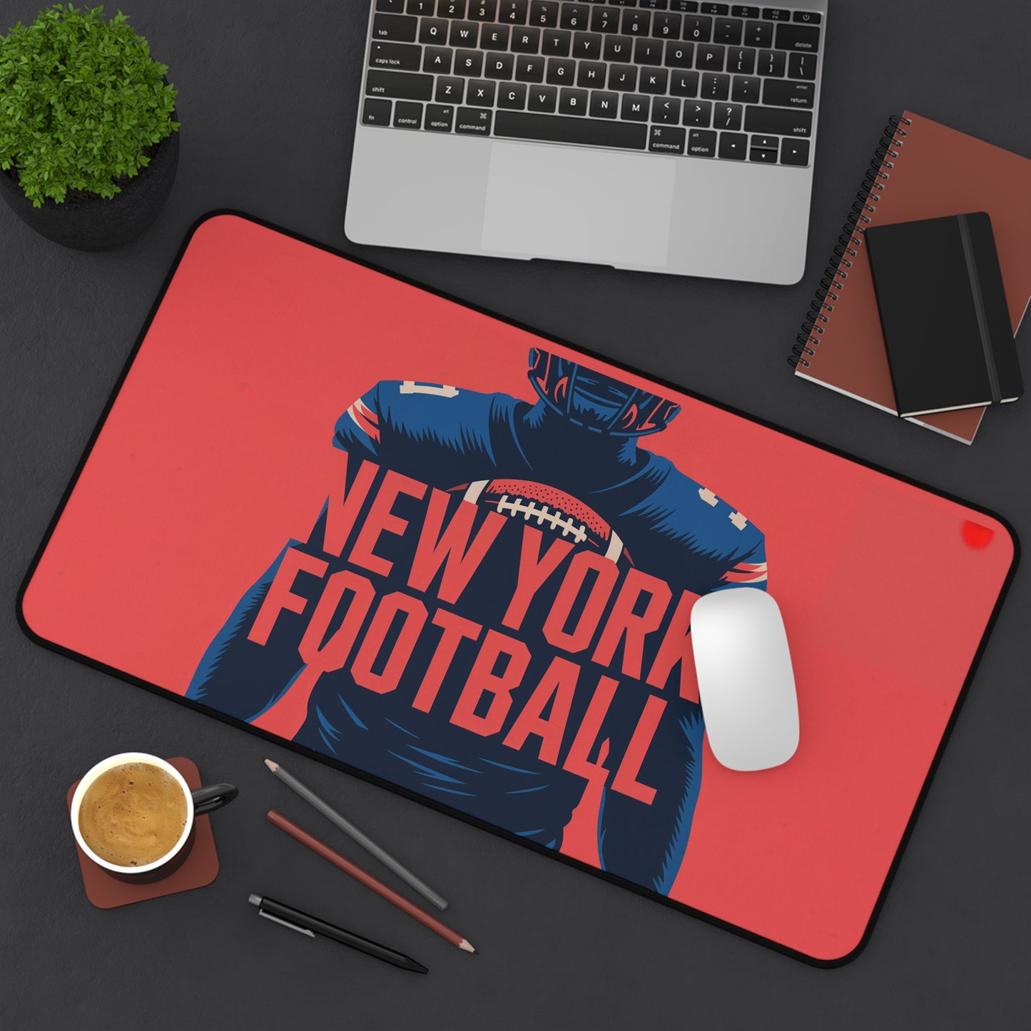 New York Football High Definition Print Non Slip Desk Mat Office Home Mouse Pad Sports Fan Gift Ultra Smooth Surface Rubber Backing