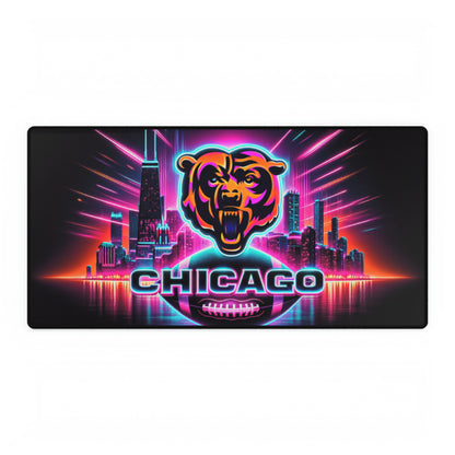 Chicago Bears Retro Neon Cityscape NFL Football High Definition Desk Mat Mousepad